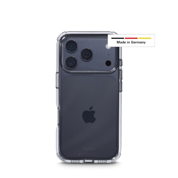 hama extreme protect funda para iphone 17 pro antideslizante policarbonato proteccion d3o bordes elevados color transparente