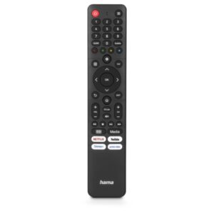 hama mando a distancia para tv hisense alcance 10m 45 botones acceso directo a plataformas de streaming 4.2x21.5x1.5cm color negro