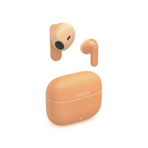 hama freedom light ii auriculares inalambricos con microfono omnidireccional bluetooth autonomia hasta 20h rango 10m asistente de voz carga por usb c color naranja