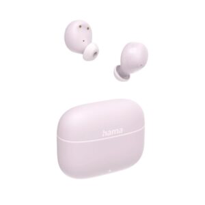 hama freedom buddy ii auriculares inalambricos con microfono omnidireccional bluetooth rango 10m asistente de voz carga por usb c color rosa