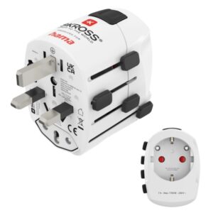 hama world travel pro adaptador de viaje universal potencia hasta 1750w voltaje 100 250v color blanco