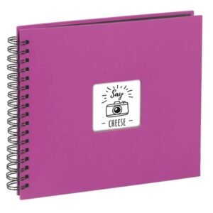 hama album de fotos con espiral 50 paginas negras tapa de papel 28x24cm color rosa