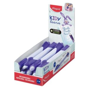 maped kidy lern magic boligrafo borrable con guia para dedos modelo conejo tinta color azul recomendado para niños de 4 a 10 años color violeta
