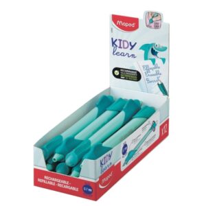 maped kidy lern magic boligrafo borrable con guia para dedos modelo tiburon tinta color azul recomendado para niños de 4 a 10 años color turquesa