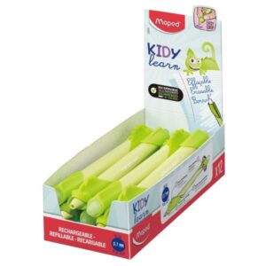 maped kidy lern magic boligrafo borrable con guia para dedos modelo camaleon tinta color azul recomendado para niños de 4 a 10 años color amarillo