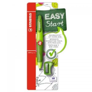 stabilo easyergo pack con lapiz retractil + scapuntas mina hb de 3.15mm diseño ergonomico uso diestro color verde