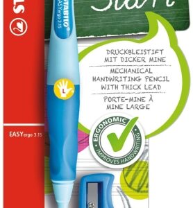 stabilo easyergo pack con lapiz retractil + scapuntas mina hb de 3.15mm diseño ergonomico uso zurdo color azul