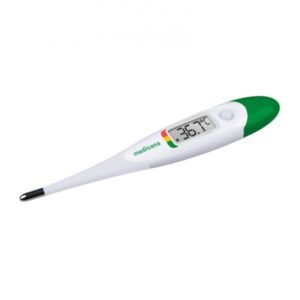 medisana tm705 termometro clinico digital medicion rapida en 10s punta flexible memoria del ultimo valor alarma de fiebre resistente al agua medicion oral axilar y rectal funcion en celsius y fahrenheit