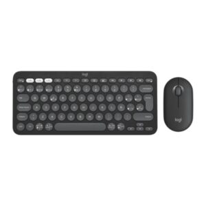 logitech pebble 2 combo pack inalambrico teclado + raton rf y bluetooth teclas de tijera silenciosas easy switch hasta 3 dispositivos raton optico 4000 dpi ambidiestro bateria hasta 36 meses color grafito