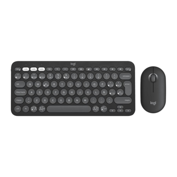 logitech pebble 2 combo pack inalambrico teclado + raton rf y bluetooth teclas de tijera silenciosas easy switch hasta 3 dispositivos raton optico 4000 dpi ambidiestro bateria hasta 36 meses color grafito