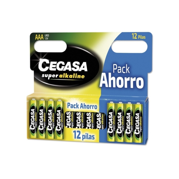 cegasa super alcaline pack de 12 pilas lr03 aaa alta tecnologia fiabilidad elevado rendimiento maximas prestaciones