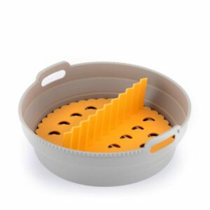 innovagoods fliynner cesta de silicona para freidora de aire antiadherente plegable apto lavavajillas multifuncion libre de bpa 21.5x7cm color gris y naranja