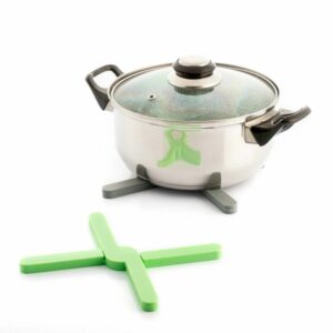 innovagoods folvet pack de 2 salvamanteles de silicona plegable apto para lavavajillas antideslizante facil limpieza 20x0.5x20cm color verde y gris