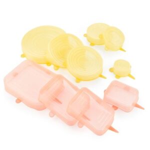 innovagoods lilyd pack de 10 tapas ajustables y reutilizables apto para lavavajillas libre de bpa sistema antigoteo diferentes formatos color transparente