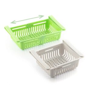 innovagoods friwer pack de 2 organizador ajustable para frigorifico facil limpieza extensible pack de 2 organizador ajustable para frigorifico 20 28x16.5x7cm color verde y blanco