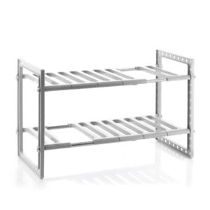 innovagoods shibblek estanteria extensible para fregadero soporta hasta 8kg acero inoxidable multifuncion altura ajustable facil limpieza 37.5 66.5x38x28cm color gris