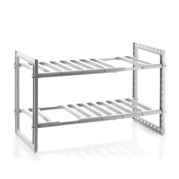 innovagoods shibblek estanteria extensible para fregadero soporta hasta 8kg acero inoxidable multifuncion altura ajustable facil limpieza 37.5 66.5x38x28cm color gris
