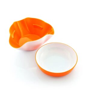 innovagoods pack de 2 bols para apertivos multiusos libre de bpa apilable color naranja y blanco