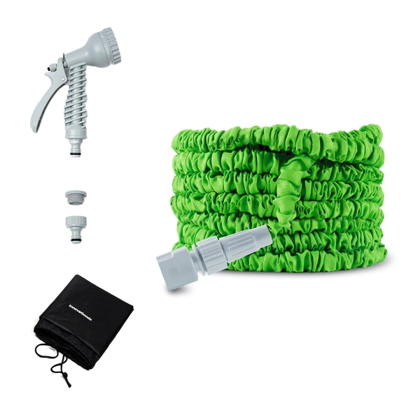 innovagoods hoostend manguera de jardin extensible 15m presion hasta 8bar incluye accesorios color verde y gris