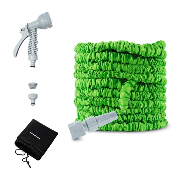 innovagoods hoxtend manguera de jardin extensible 30m presion hasta 8bar incluye accesorios color verde y gris
