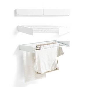 innovagoods dryva 80 tendedero de pared extensible retractil incluye accesorios de montaje plegable resistente a la corrosion 5 barras 80x9.5x2.3cm color blanco
