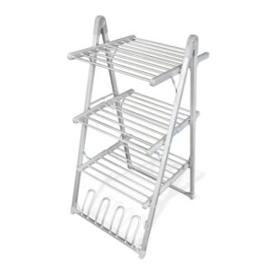 innovagoods verayer tendedero electrico plegable 300w soporta hasta 2.5kg por nivel cable 140cm temperatura hasta 55ºc plegable soporte para calzado 66x140x7cm color gris
