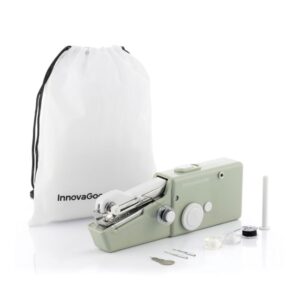 innovagoods sewket maquina de coser de mano portatil incluye accesorios ideal para viajes bolsa de transporte apto para telas hasta 1.8mm 20.5x7x3cm color verde