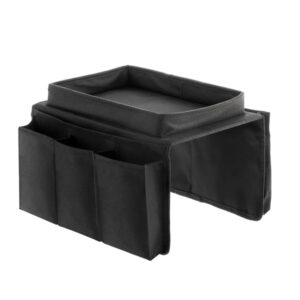 innovagoods bandeja para sofa 2 en 1 multifuncion organizador de mandos con 6 compartimentos superficie bandeja 26x17cm 54x31x4cm color negro