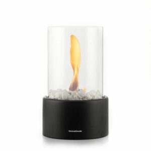 innovagoods heatfir chimenea de mesa de bioetanol capacidad 150ml decorativa autonomia de 60min cada 100ml sin humo 2 mechas reutilizables 16x26.5cm color negro