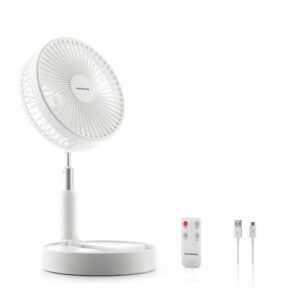 innovagoods fandle ventilador plegable 3 en 1 autonomia hasta 6h 40db 4 velocidades bateria 7200mah recargable plegable altura ajustable 19.8x9.5cm color blanco y plateado