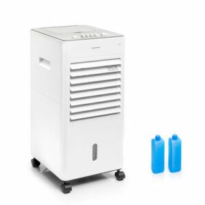 innovagoods airvecove climatizador evaporativo portatil 65w rango 15m2 3 velocidades deposito de 5l cable 160cm funcion rotativa multifuncion 27x60x31.7cm color blanco