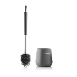 innovagoods kleanu escobilla de goma para inodoro antideslizante sistema antigoteo facil limpieza antibacteriana 12x43x12cm color gris