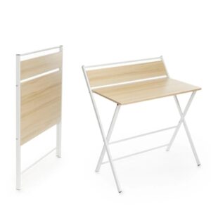 innovagoods tablezy escritorio plegable con estante facil de transportar y guardar soporta hasta 50kg facil limpieza 84x97x60cm color marron