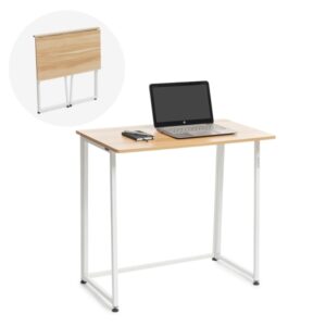 innovagoods dolenkaf escritorio plegable soporta hasta 50kg facil de transportar y guardar facil limpieza 80x75x45cm color marron y blanco