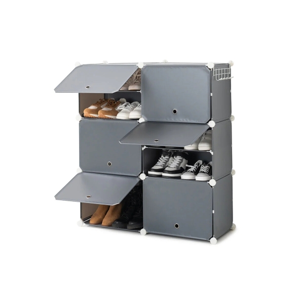 innovagoods grevoux zapatero modular para 20 pares 6 modulos perchero metalico lateral orificios de ventilacion 84x96x32cm color gris