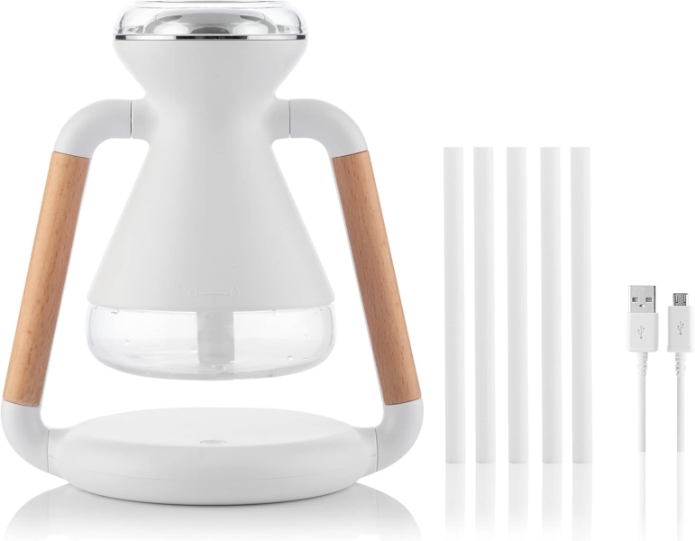 innovagoods misvolt humidificador difusor de aromas 3 en 1 cargador inalambrico deposito de 230ml silencioso incluye cable usb apagado automatico 15x17x11cm color blanco