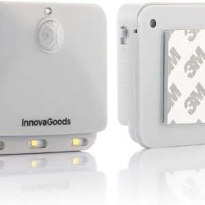 innovagoods lumtoo pack de 2 luces led con sensor de movimiento adhesivo de calidad alcance 5m apagado automatico 2.6x6.3x6.7cm color blanco