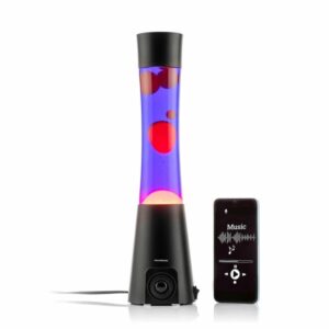 innovagoods maglamp lampara de lava con altavoz 3w bluetooth incluye bombilla de repuesto cable 170cm estilo retro jack aux 3.5mm 10.7x42cm color negro y rojo