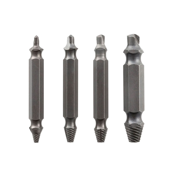 innovagoods brocas para extraer tornillos acero templado endurecido 4 piezas universal color gris