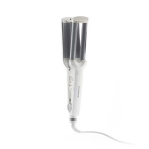 innovagoods wavio plancha de pelo ceramica para ondas 55w cable 180cm temperatura hasta 200ºc indicador led tecnologia ptc 6.3x30x4cm color blanco y gris