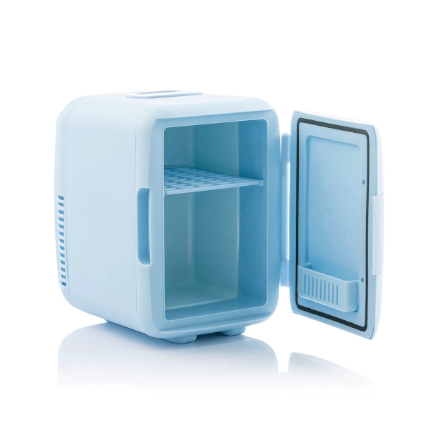 innovagoods mini nevera para cosmeticos 48w capacidad 4l cable extraible de 1.75m temperatura regulable funcion calor de 60 a 80ºc adaptador 12v 18.5x25.2x23cm color azul