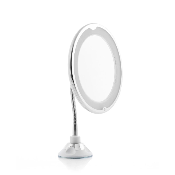 innovagoods mizoom espejo de aumento x5 diametro 20cm luz led blanca brazo flexible ventosa inalambrico color blanco