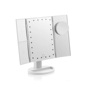 innovagoods ledflect espejo de aumento 4 en 1 inalambrico luz led blanca plegable soporte desmontable 18x29x12cm color blanco
