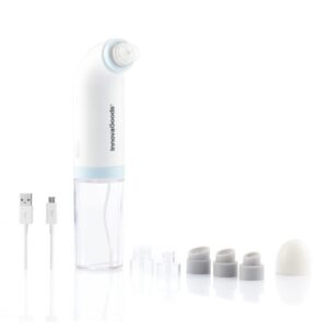 innovagoods hyser hidrolimpiador facial de impurezas recargable bateria 400mah 2 depositos de 40ml cable 80cm recargable cabezales incluidos 20.5x8cm color blanco