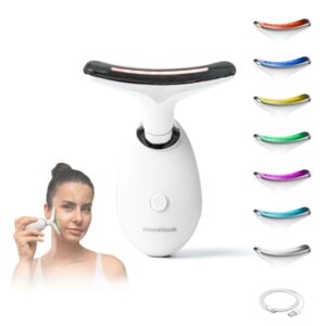 innovagoods selora masajeador facial electrico reafirmante para cara y cuello autonomia 60min 500mah termoterapia luz led recargable autoapagado electroestimulacion color blanco