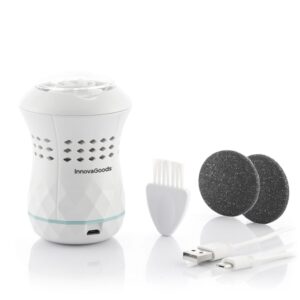 innovagoods sofeem lima de pedicura aspirador integrado 2 velocidades bateria 400mah indicador led recargable facil limpieza 6.5x10cm color blanco