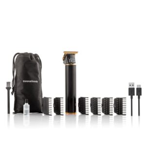 innovagoods triher cortapelos profesional recargable autonomia 3h peines surtidos resistente al agua bateria 1200mah pantalla lcd incluye accesorios 4x16x3cm color negro y dorado