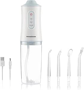 innovagoods denter irrigador dental inalambrico potencia 4w presion 110psi bateria 2000mah deposito de 220ml ipx6 recargable 6x21.3cm color blanco
