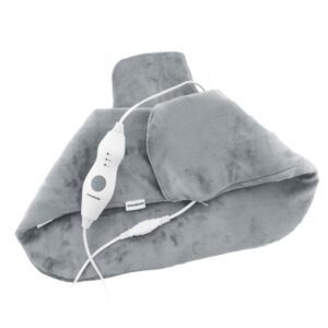 innovagoods sholkad almohadilla electrica para cuello y hombros 70w cable 230cm funcion calor apagado automatico control desmontable funda con cremallera 60×45×1cm color gris