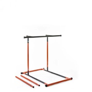 innovagoods estacion de dominadas y fitness soporta hasta 110kg altura ajustable guia de ejercicios incluida bolsa de transporte 114 191x120cm color negro y naranja